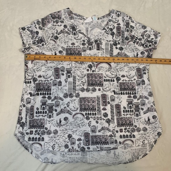 NEW Cynthia Rowley Women's 3X Short Sleeve T Shirt White Black Venice Scene - Picture 9 of 10